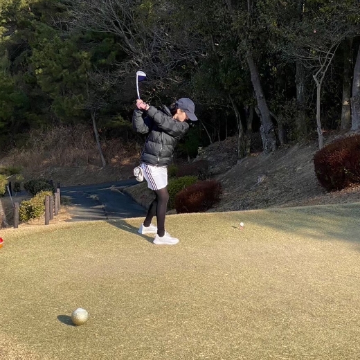 ゴルフをする様子